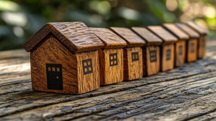 Wooden houses on rustic wood, housing, community, outdoors