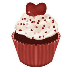 cupcake with red heart and love sparkle