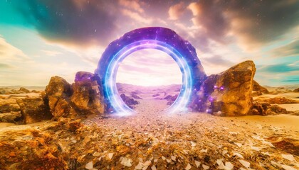 Glowing Colorful Neon Dimensional Portal Effect Background
