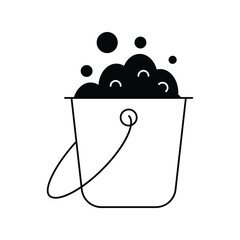 bucket glyph outline icon with white background vector stock illustration