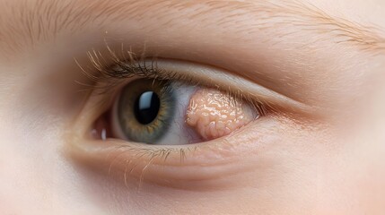 Obraz premium Close-Up of Human Eye with Uncommon Growth near the Eyelid