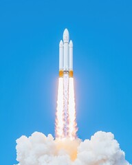 Rocket launch event at cape canaveral aerospace clear blue sky scientific innovation