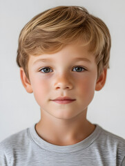 Fototapeta premium Portrait boy ID photo on gray background