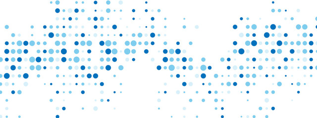 Abstract blue background with a dot texture and chaotic mosaic ornament. Linear pattern of small dots included. Ideal for banners, posters, websites, and social media frames. Vector illustration