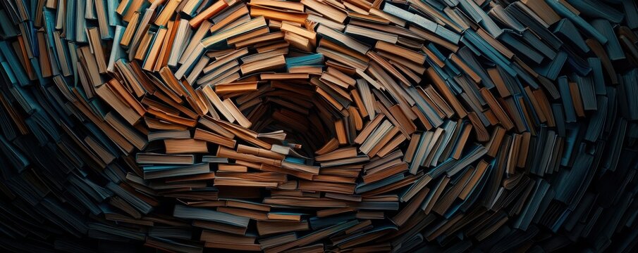 Inspiration from stacked books unfolding pages in a circular design