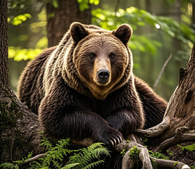 Fototapeta premium brown bear in the forest
