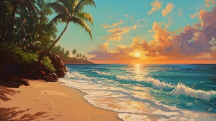 Serene Hawaiian Beach at Golden Hour