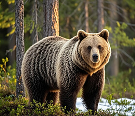 Fototapeta premium brown bear in the forest