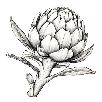 artichoke sketch black and white clip art preview