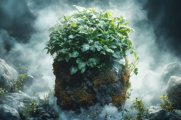 Verdant Microcosm, An Island of Life Amidst the Misty Moors