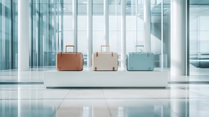 Stylish Travel Bags Displayed in Modern Airport Terminal