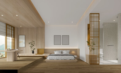 3d render hotel room