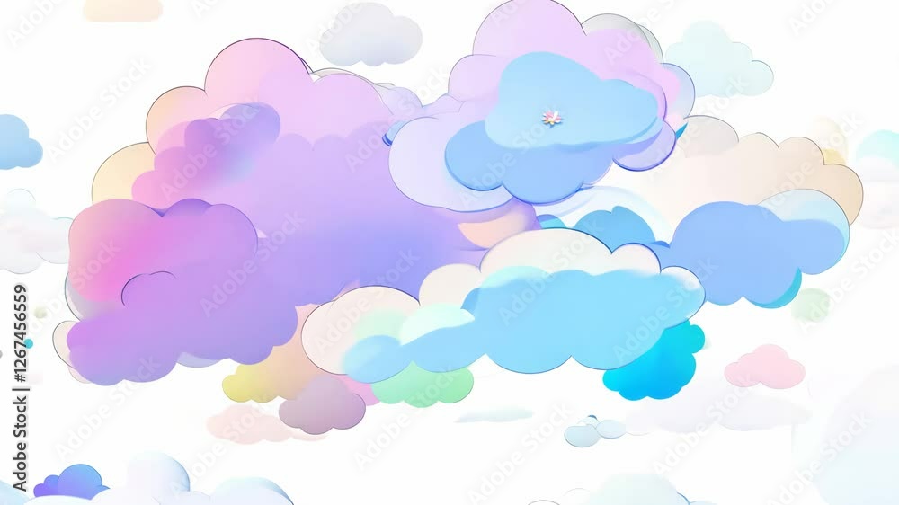 Wall mural dynamic fantasy vector cloud animation on a white background