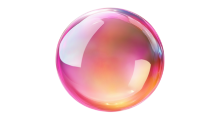 pink glass sphere isolated on white background 