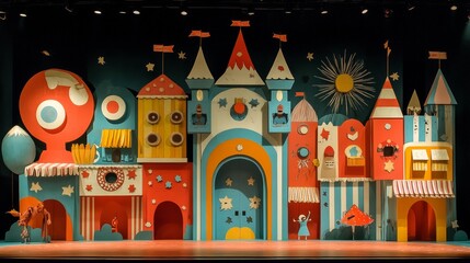 Whimsical Stage Design: A Fairytale Townscape of Playful Architecture