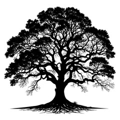 Silhouette tree PNG image black and white