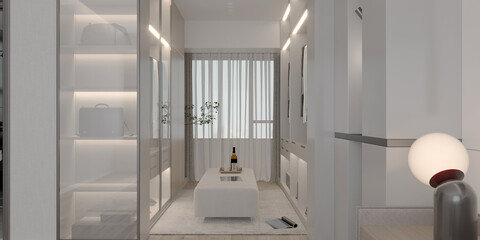 3d render modern living room