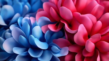 Obraz premium Vivid peonies in bloom, lush and full petals, 3D illustration