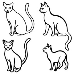 Cat Vector Silhouette Set. Collection of Feline Silhouettes & Graphics.