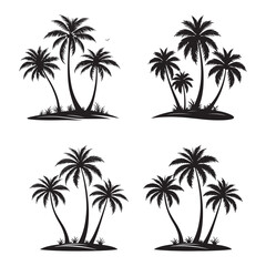 Black palm trees 04 set