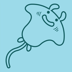 Lineart outline Sea Animal in cute colorful design for kids and education
