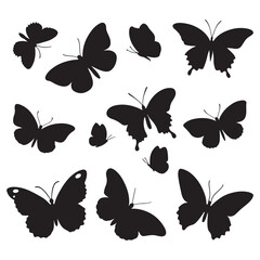 Flying butterflies silhouette