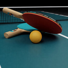 table tennis racket and ball