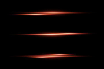 Fototapeta premium Red neon light effect, horizontal lines. Vector illustration