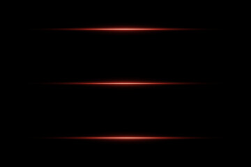 Red neon light effect, horizontal lines. Vector illustration