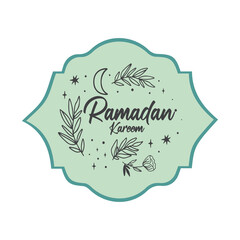 Arabic,English Ornamental Patterned Background of Islamic Mosque, Design Greeting for Ramadan Kareem
