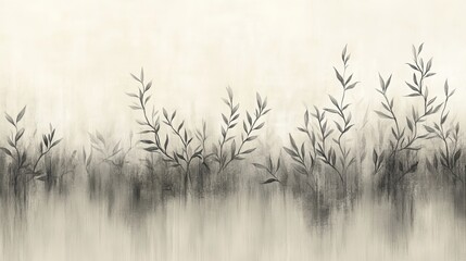 Delicate Botanical Sketch, Soft Watercolor Background, Serene Nature Scene, Dreamy Wildflower Print