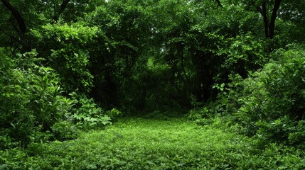Lush green forest path, nature's hidden passage
