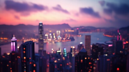 Fototapeta premium blurred lighhts from peak Victoria, Hong Kong