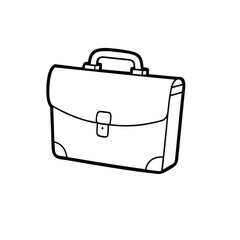 Business briefcase line art vector on black and white