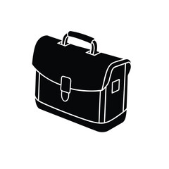 Business briefcase silhouetee vector on black and white
