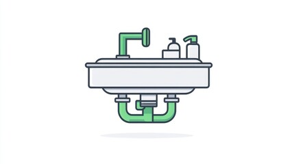Fototapeta premium Bathroom sink illustration, plumbing, clean, modern