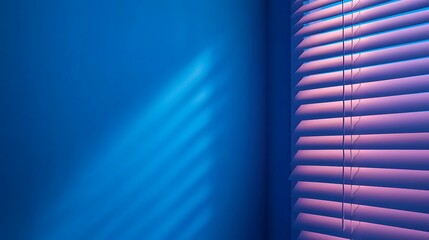 Blinds, shadows, and neon light. Abstract background.