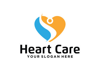 People logo concept in heart logo shape on white background