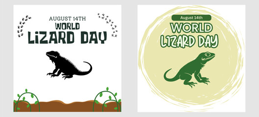World Lizard Day background, banner, card, poster, template. Lizard day poster vector illustration.