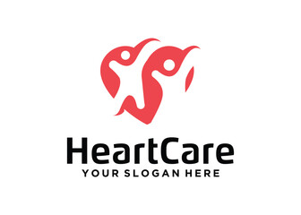 health logo design with heart and two people concept