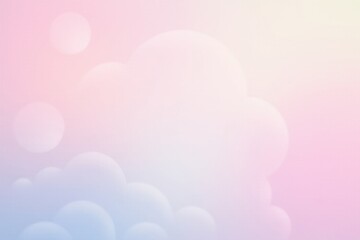 Obraz premium Soft pink, blue, yellow hue gradated background featuring stylized shapes and clouds in a dreamy atmosphere, pastel, gradient, clouds