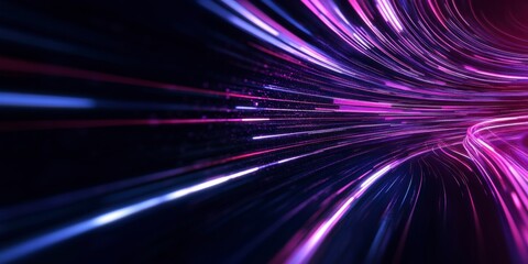 Abstract neon light trails in motion, futuristic digital speed background