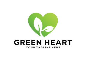 heart and green leaves design inspiration on white background