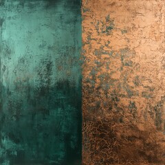 Rugged grain textures enhance the earthy sophistication of deep jade and copper gradients.