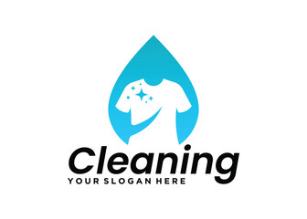 Laundry Service Logo. Clothes isolated on water shape