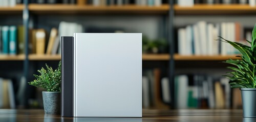 Minimal White Book Cover Mockup.Clean Hardcover Mockup on White Background.Modern Minimal Book Mockup PSD