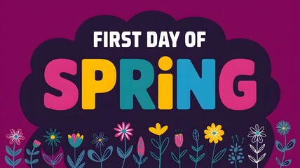 Vibrant Spring Scene Celebrates the First Day of Spring.