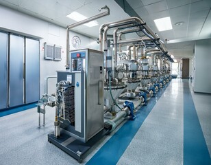 central pipeline machinery for medical gas at hospital