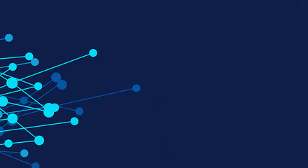 ** Connected Data: Abstract Network Lines & Dots on Dark Blue - Modern Tech Visual, Data Science, AI, & Innovation Graphic Design