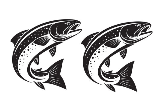 illustration of a fish silhouette animals vector brown trout logo